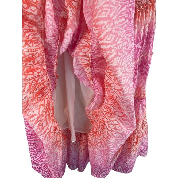 Lauren Ralph Lauren Printed Tiered Strapless Midi Dress Smocked Vacation Sz. L - Picture 9 of 11